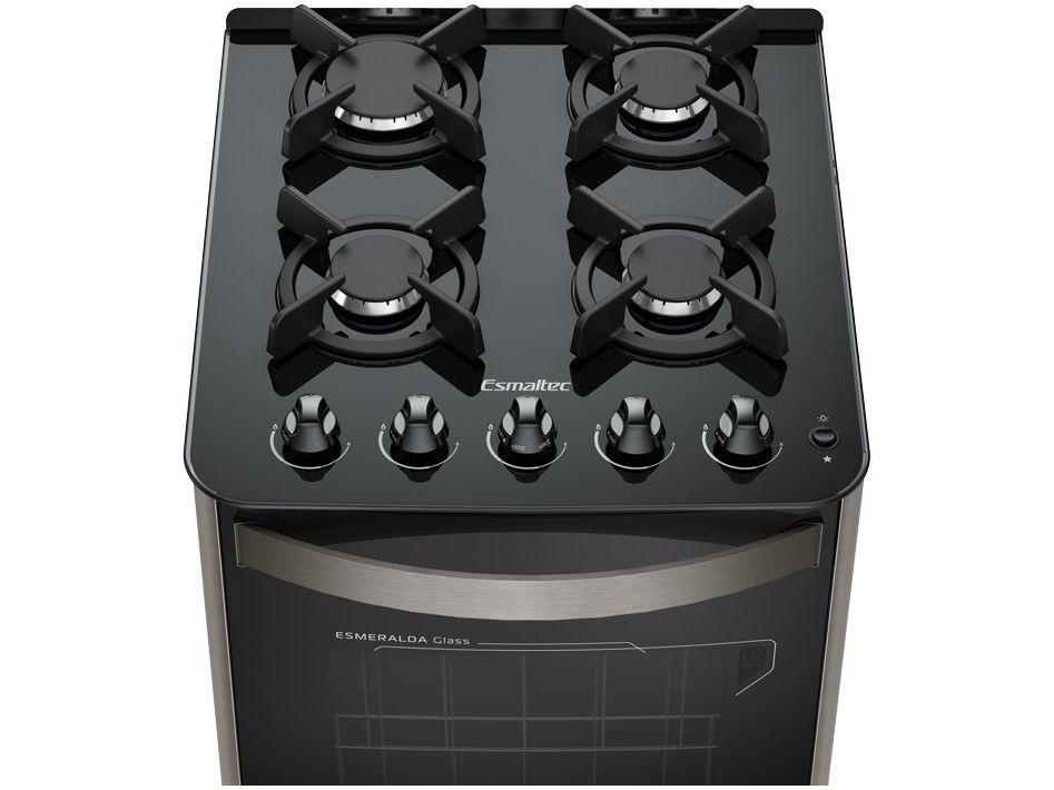 Fogão 4 Bocas Mesa de Vidro Esmaltec Preto Acendimento Automático