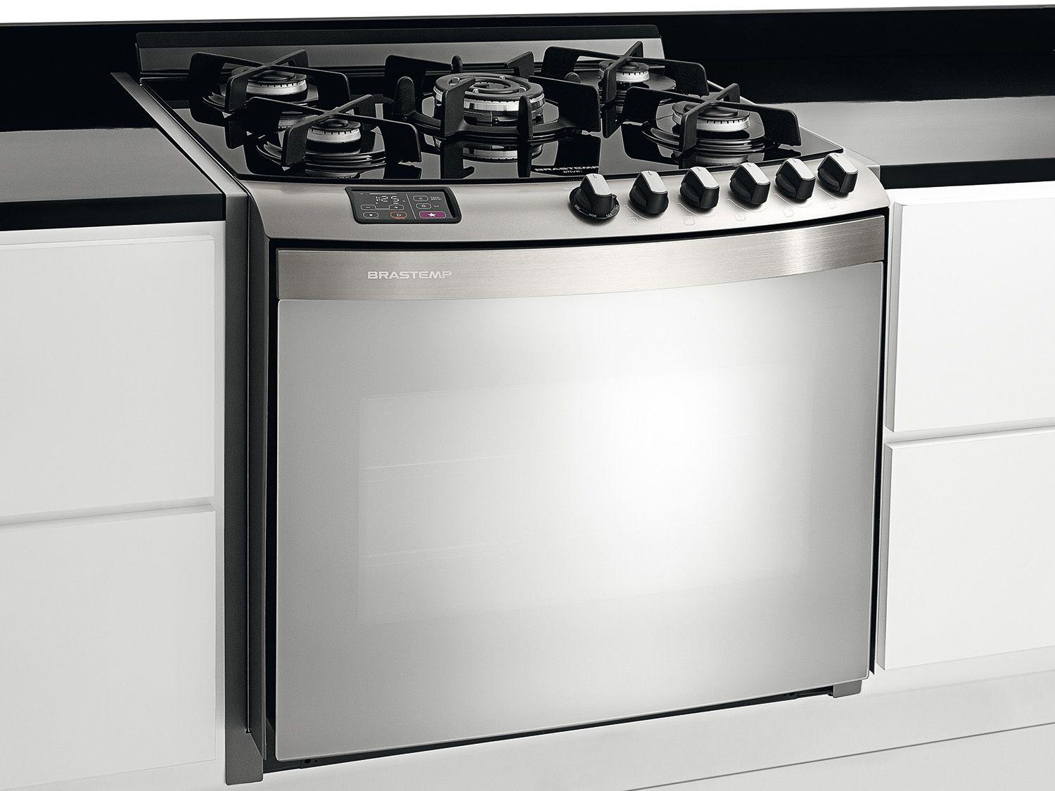 Fogão 5 Bocas Brastemp Ative! BYS5VARNNA de Embutir Inox Grill Quadri