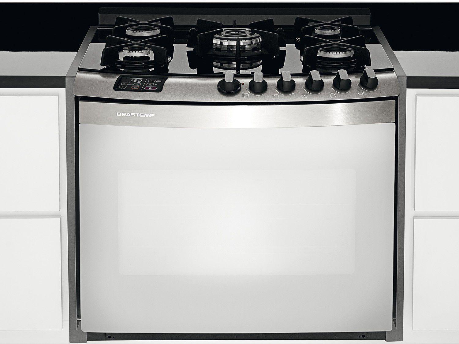 Fogão 5 Bocas Brastemp Ative! BYS5VARNNA de Embutir Inox Grill Quadri