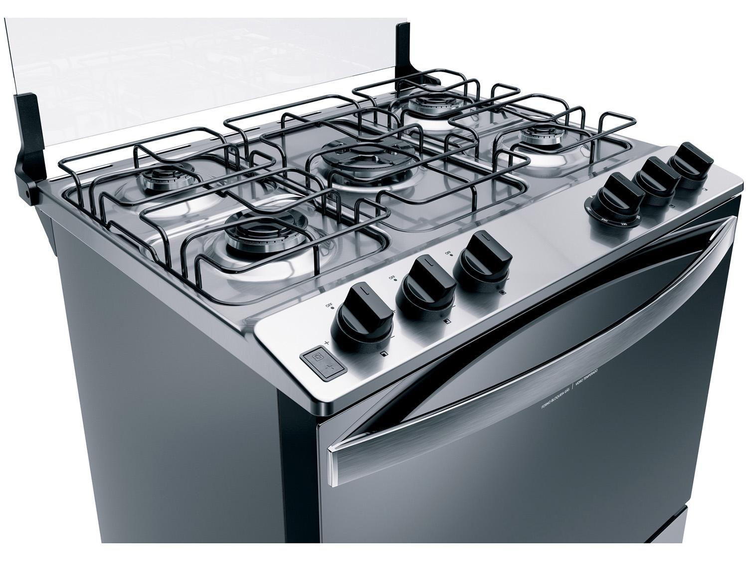 Fogão 5 Bocas Brastemp BFS5 ECR Inox Turbo Chama Acendimento