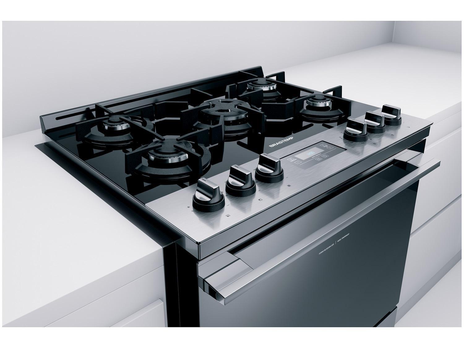 Fogão 5 Bocas Brastemp BYS5VCR de Embutir Inox Turbo Chama Timer