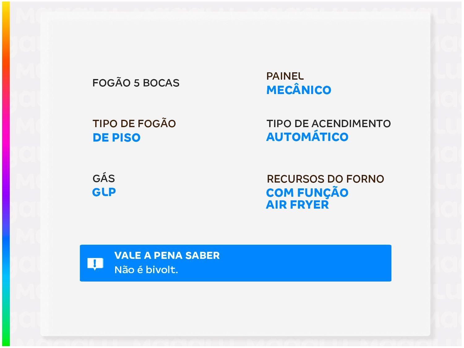 Fogão 5 Bocas Brastemp Preto Eclipse Collection BFS5LAP