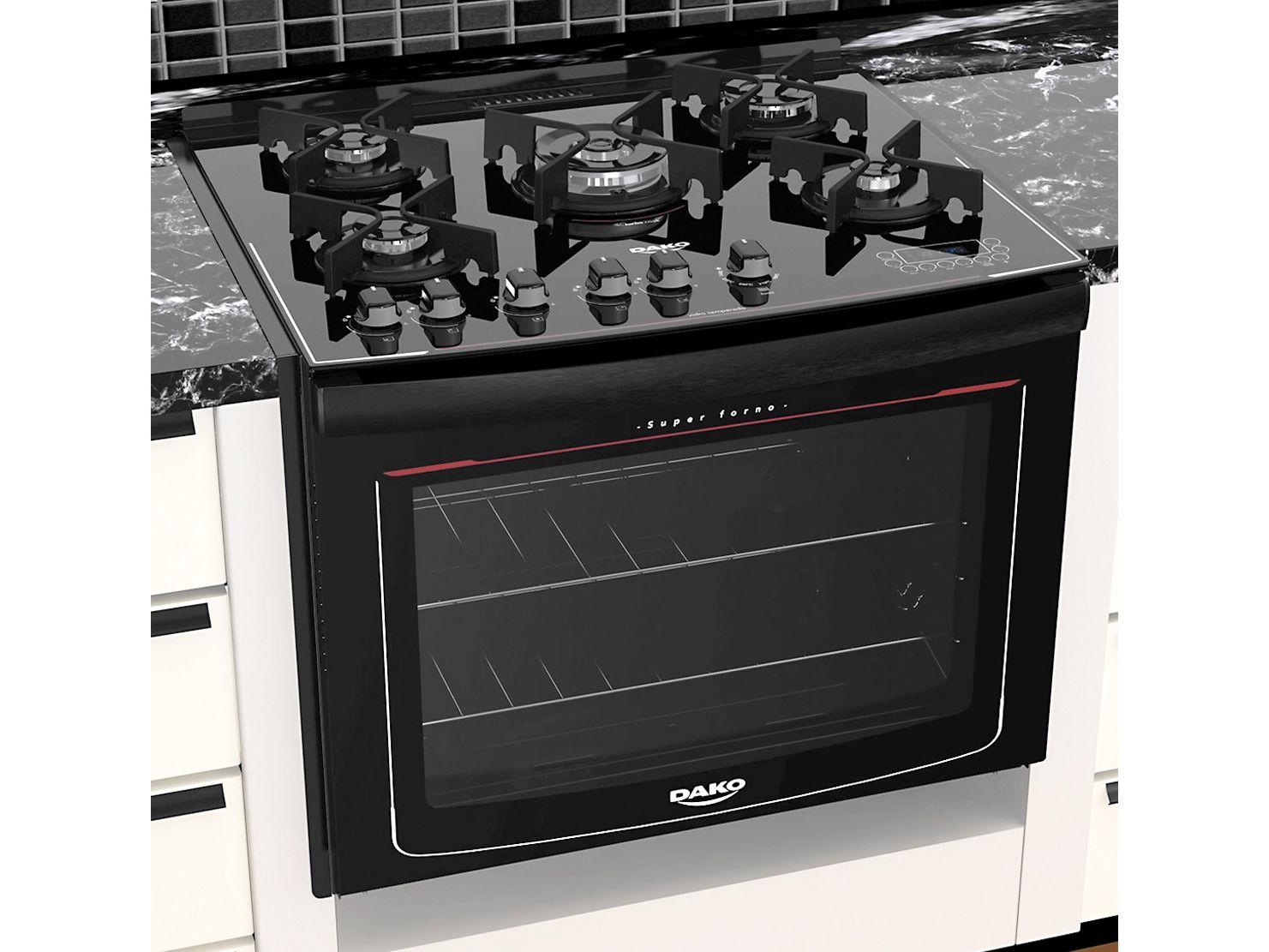 Fogão 5 Bocas de Embutir Dako Preto com Grill Acendimento Automático Dako Turbo Glass DE5VTP Fogão 5 Bocas de Embutir Dako Preto com Grill Acendimento Automático Dako Turbo Glass DE5VTP