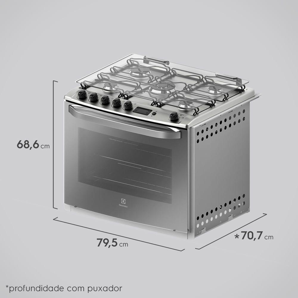 Fogão 5 Bocas de Embutir Electrolux Prata Automático com Grill e Timer