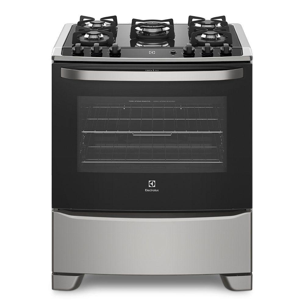 Fogão 5 Bocas Electrolux 76USV com Mesa de Vidro Fogão Magazine Luiza