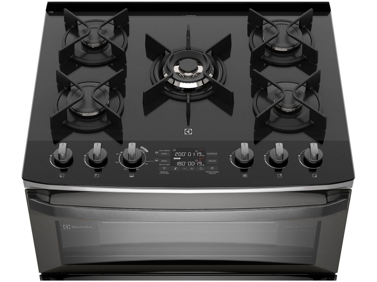 Fogão 5 Bocas Electrolux Cinza Duplo Forno com Timer FE5AD