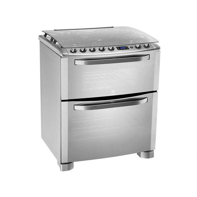 Fogão 5 bocas electrolux prata automático com 2 fornos e grill Clearance