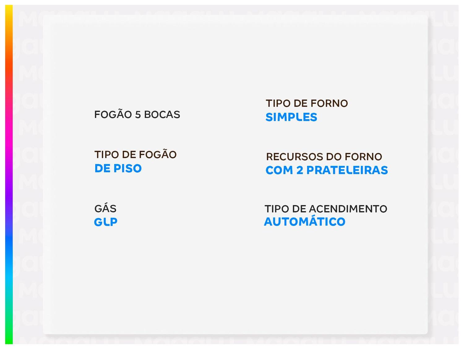 Fogão 5 Bocas Electrolux Inox Preto Mesa de Vidro Efficient FE5GB
