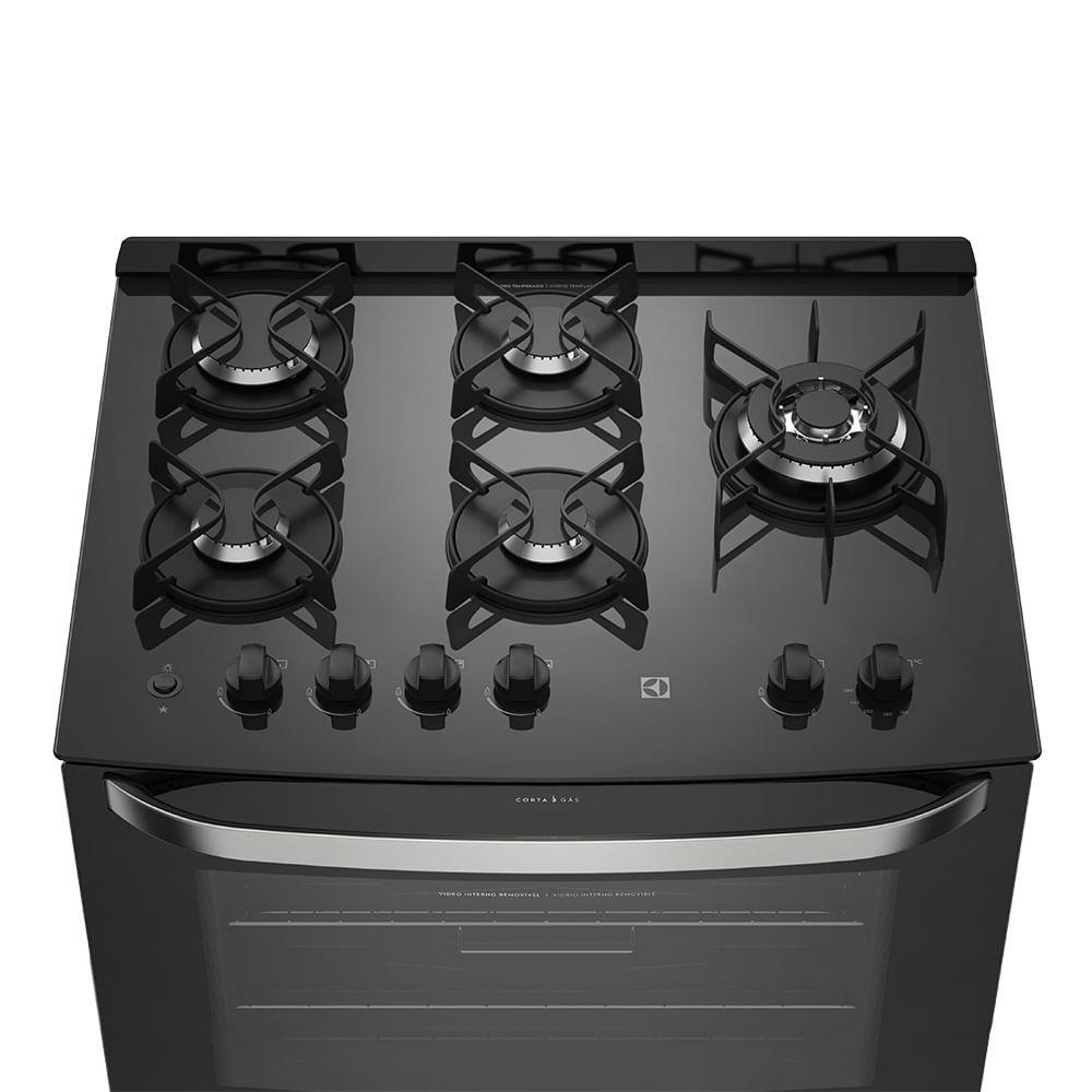 Fogão 5 Bocas Electrolux Preto Automático com Mesa de Vidro e Tripla