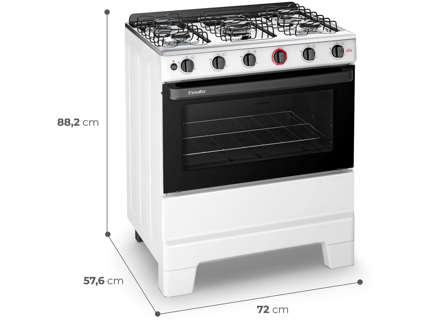 Fogão 5 Bocas Esmaltec Branco Ideal Super BR 5121