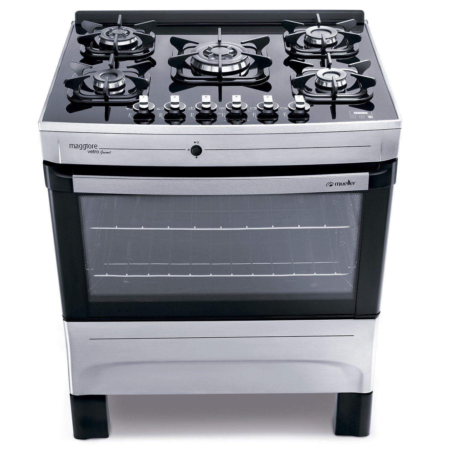 Fogão 5 Bocas Grill Maggiore Vetro Gourmet Mueller 127V Inox - Fogão 5 ...