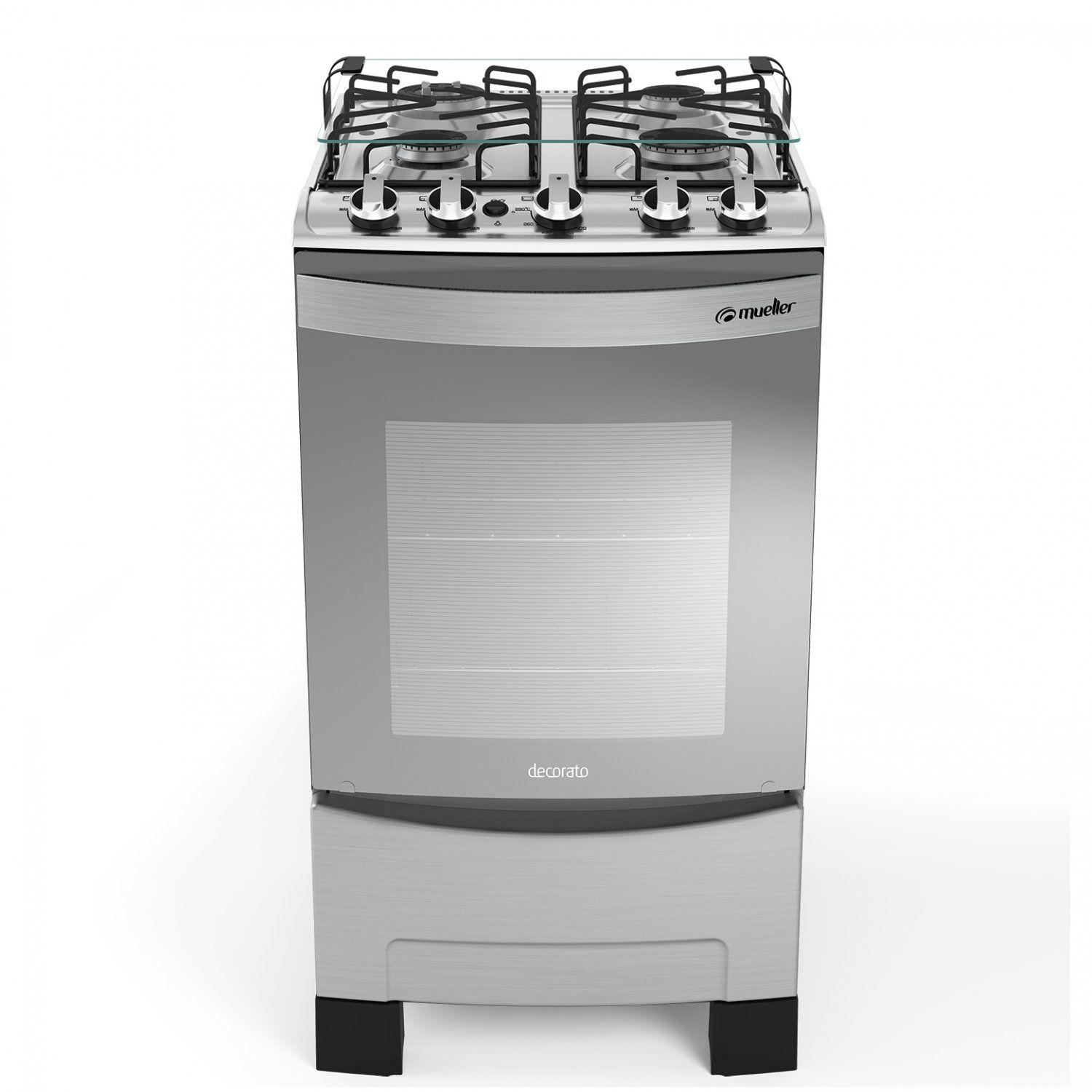 Fogão a Gás 4 Bocas Acendimento Automático Decorato Mueller Bivolt Inox