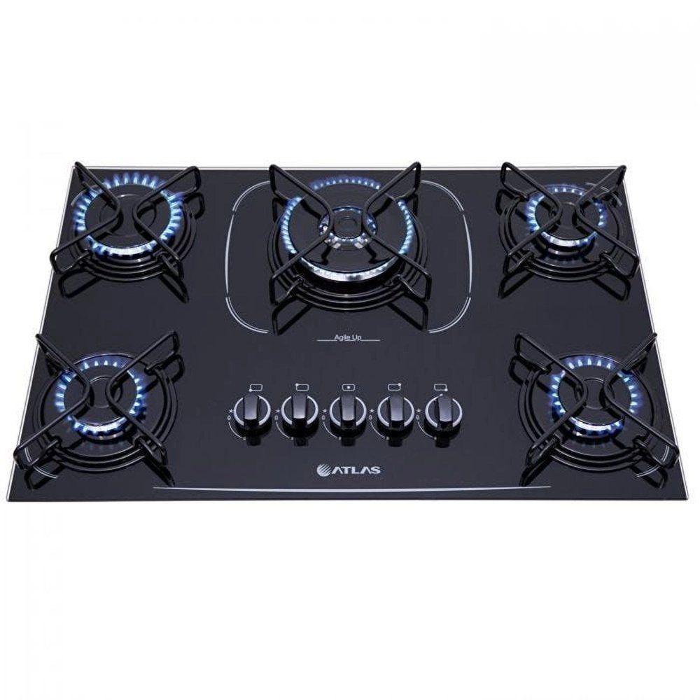 Fogão Atlas Cooktop T Chama Agile Up Glass 5B Cooktop Magazine Luiza