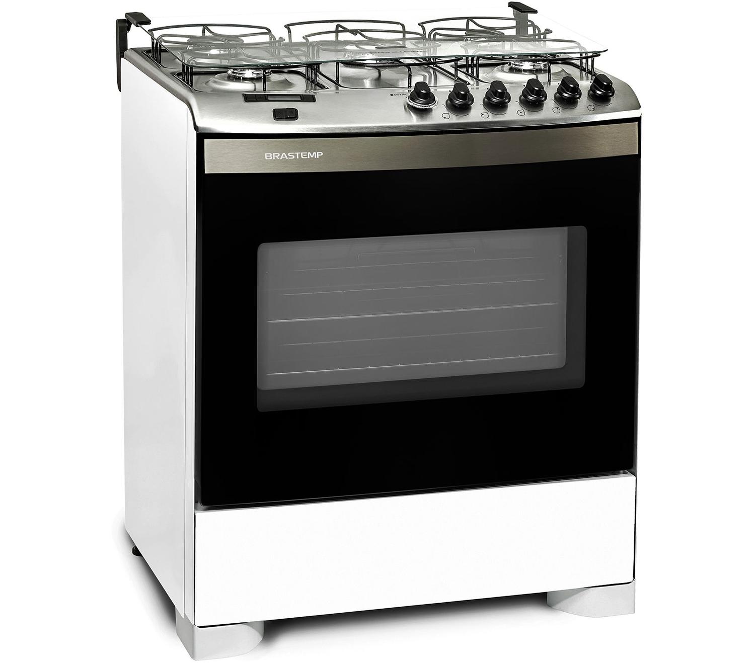 Fogão Brastemp 5 bocas Branco com timer digital Fogão 5 e 6 Bocas