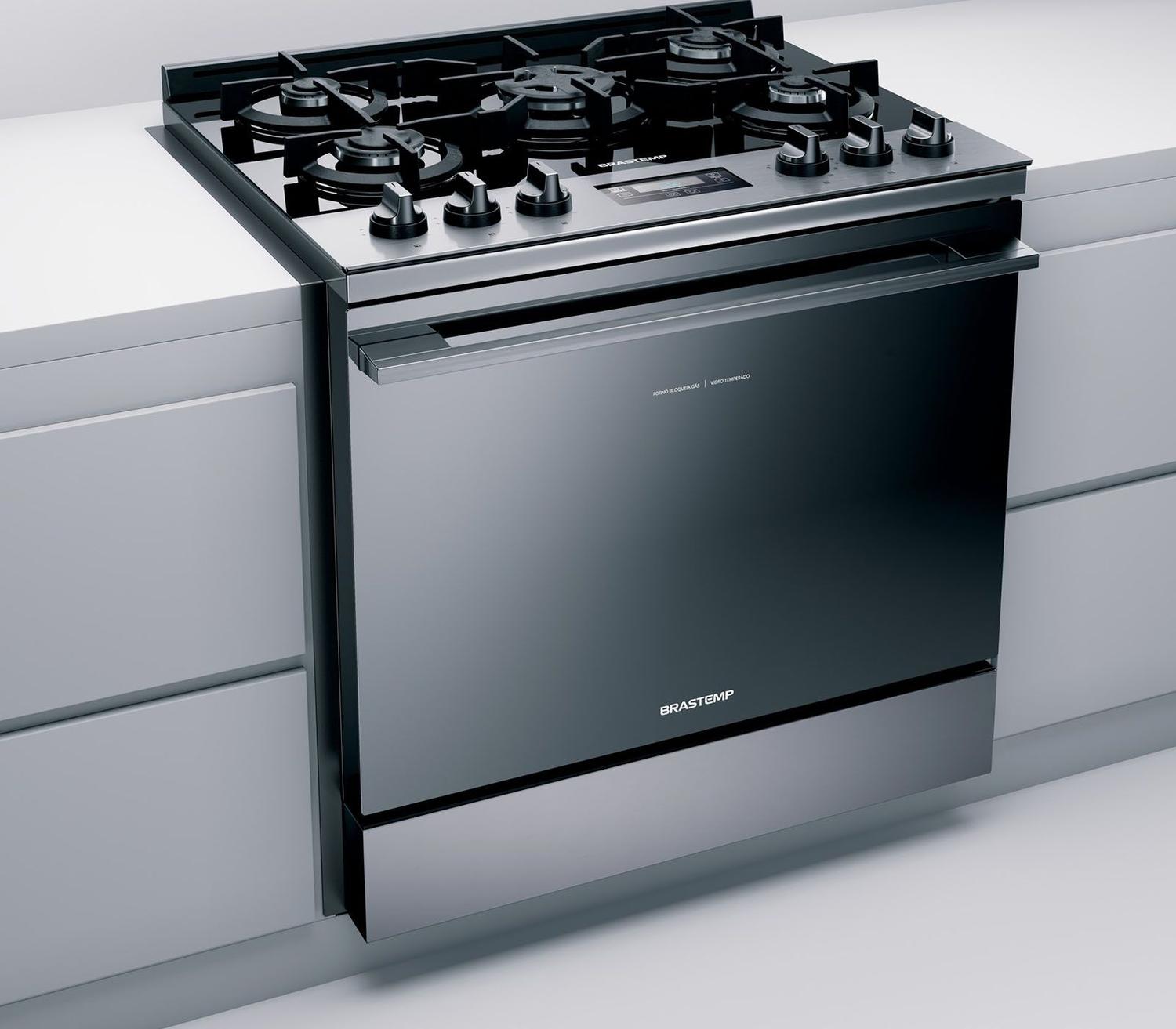 Fogão Brastemp 5 Bocas De Embutir Cor Inox Com Mesa De Vidro E Touch