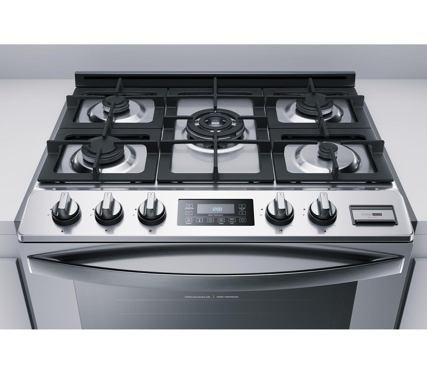 Fogão Brastemp 5 Bocas De Embutir Cor Inox Forno Elétrico Com Convecção