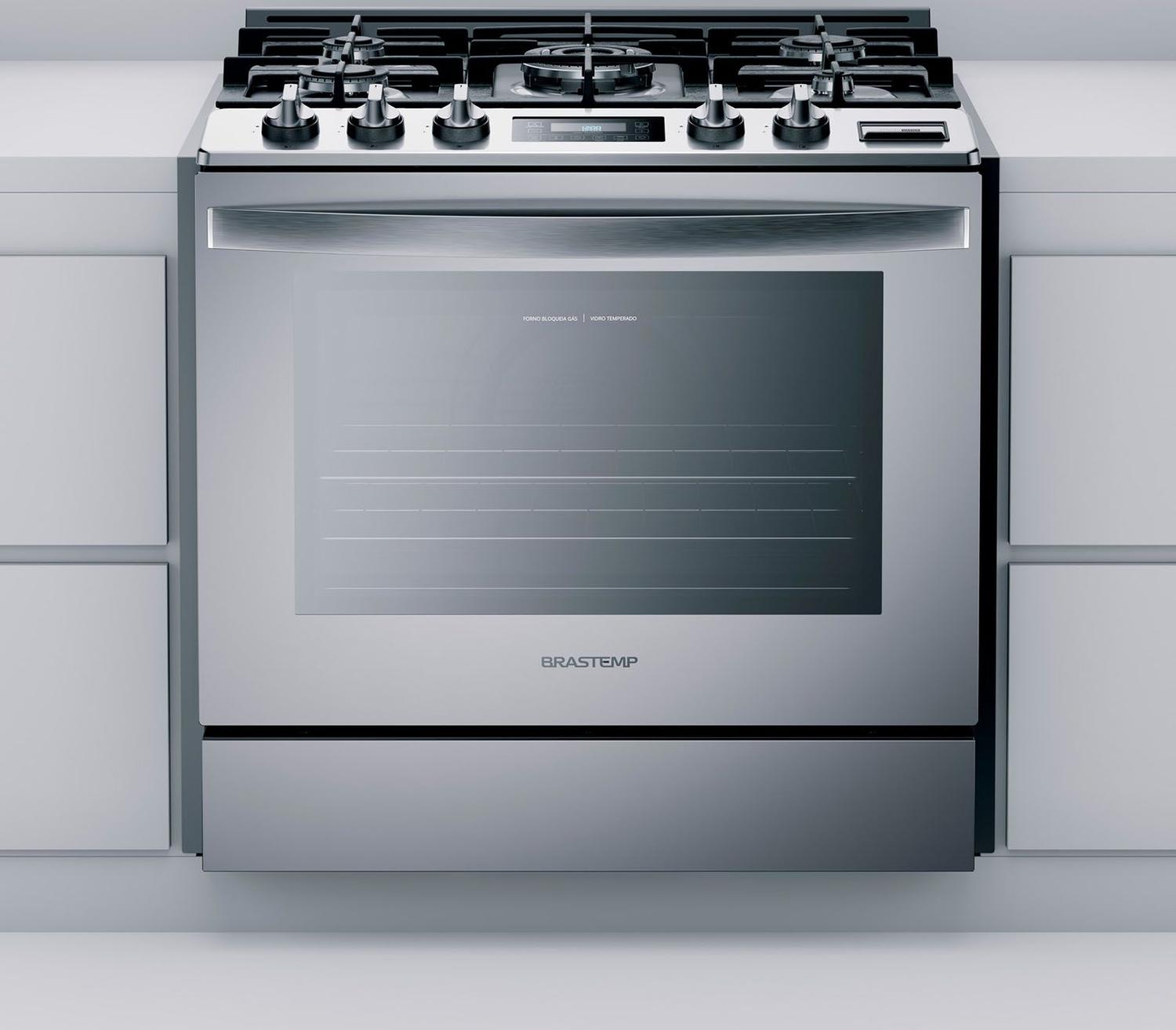 Fogão Brastemp 5 Bocas De Embutir Cor Inox Forno Elétrico Com Convecção