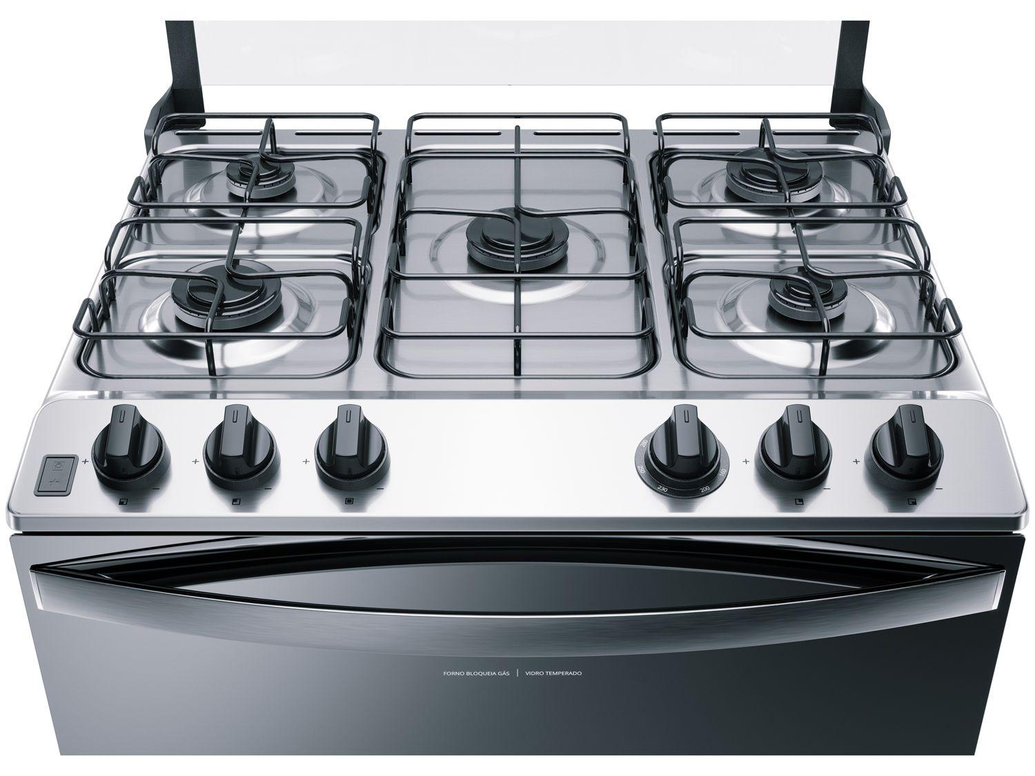 Fogão Brastemp 5 Bocas Inox com Botôes Removíveis