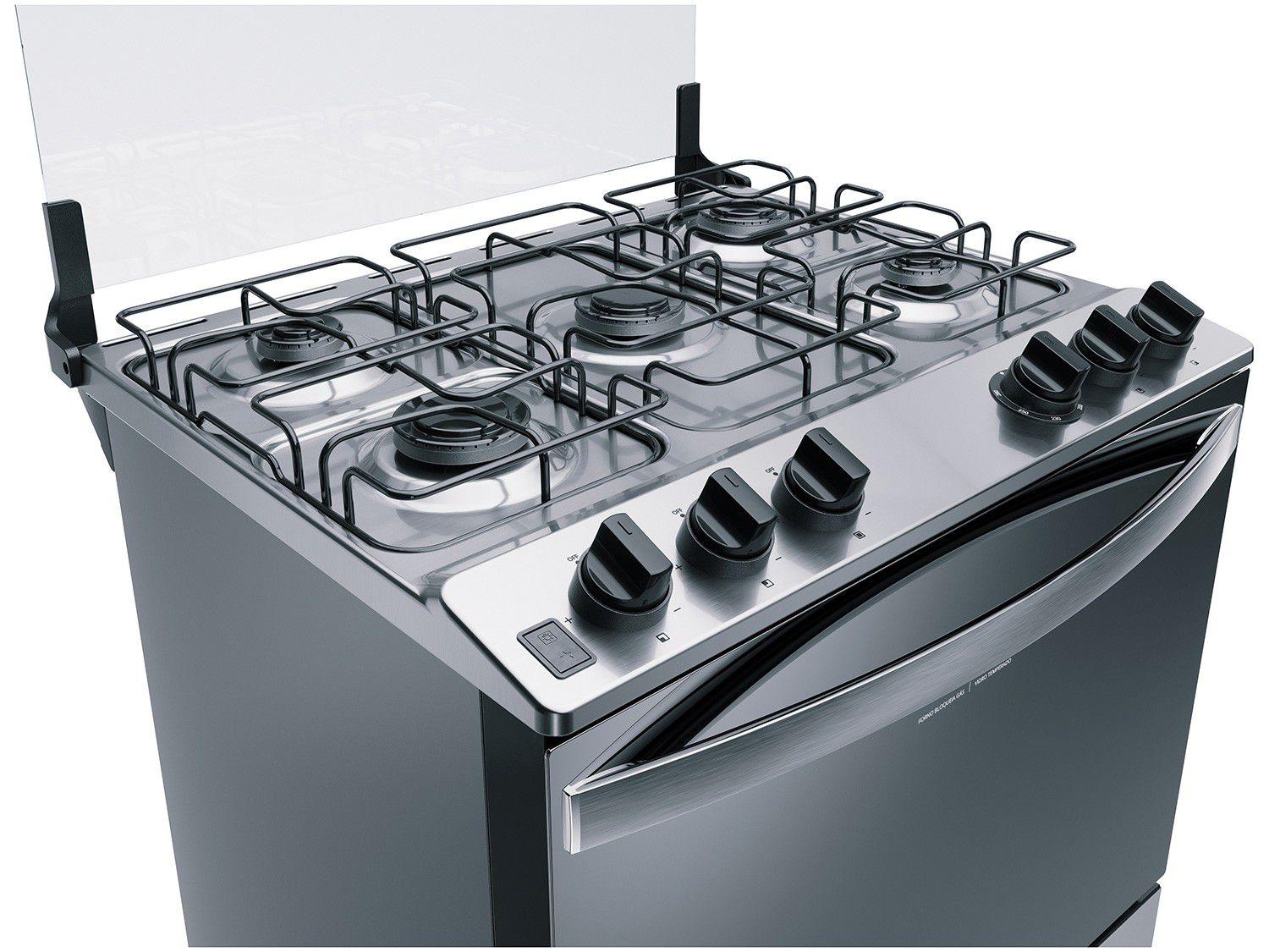 Fogão Brastemp 5 Bocas Inox com Botôes Removíveis