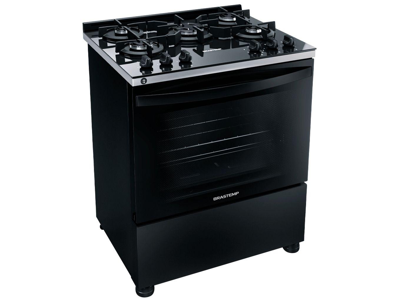 Fogão Brastemp 5 Bocas Preto com Turbo Chama