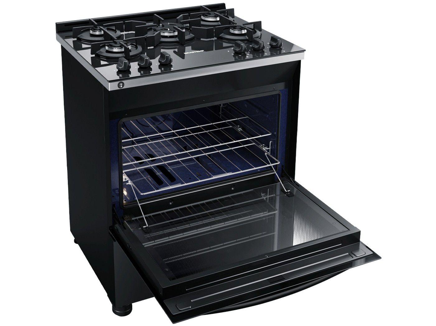 Fogão Brastemp 5 Bocas Preto com Turbo Chama