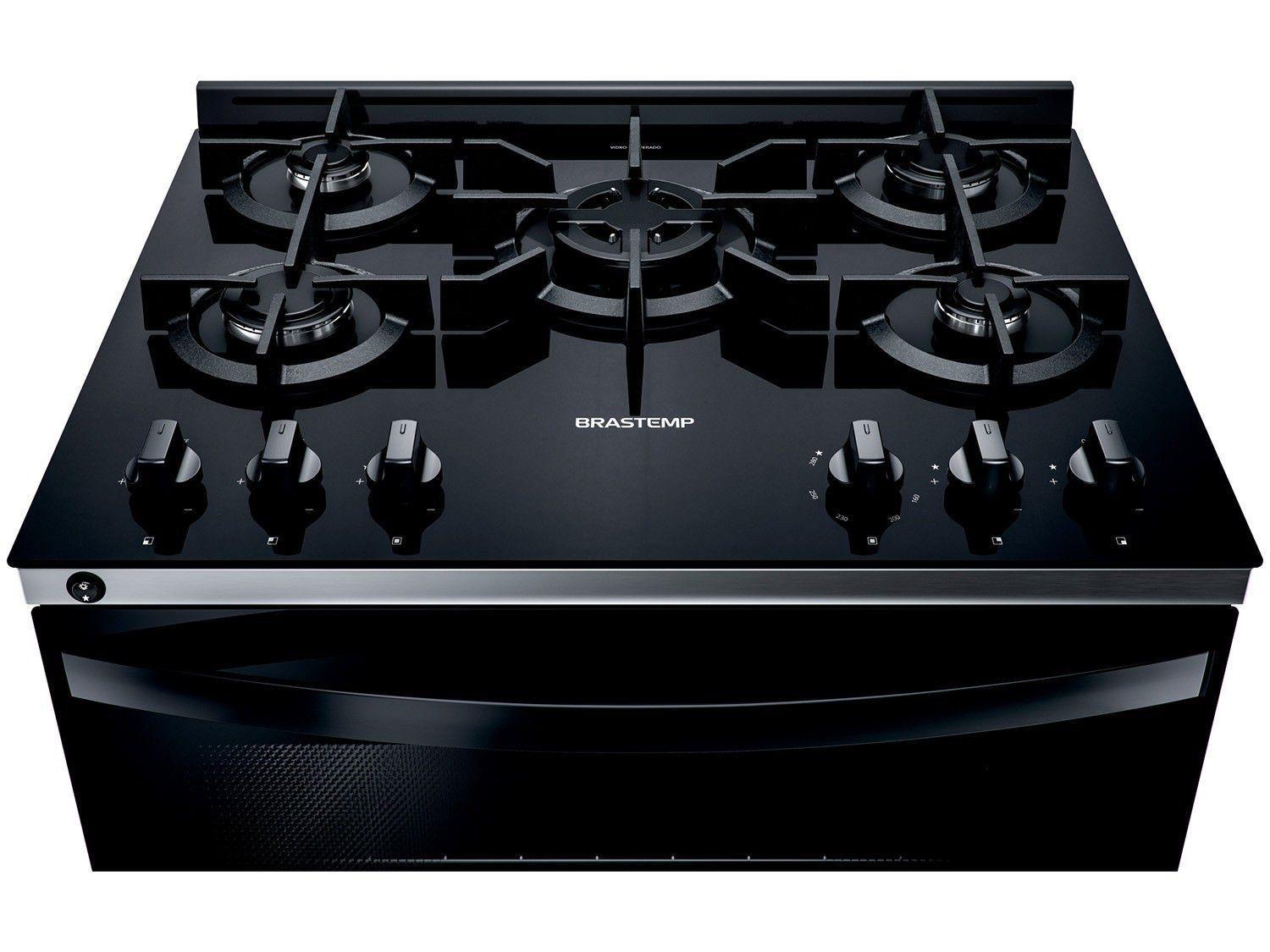 Fogão Brastemp 5 Bocas Preto com Turbo Chama