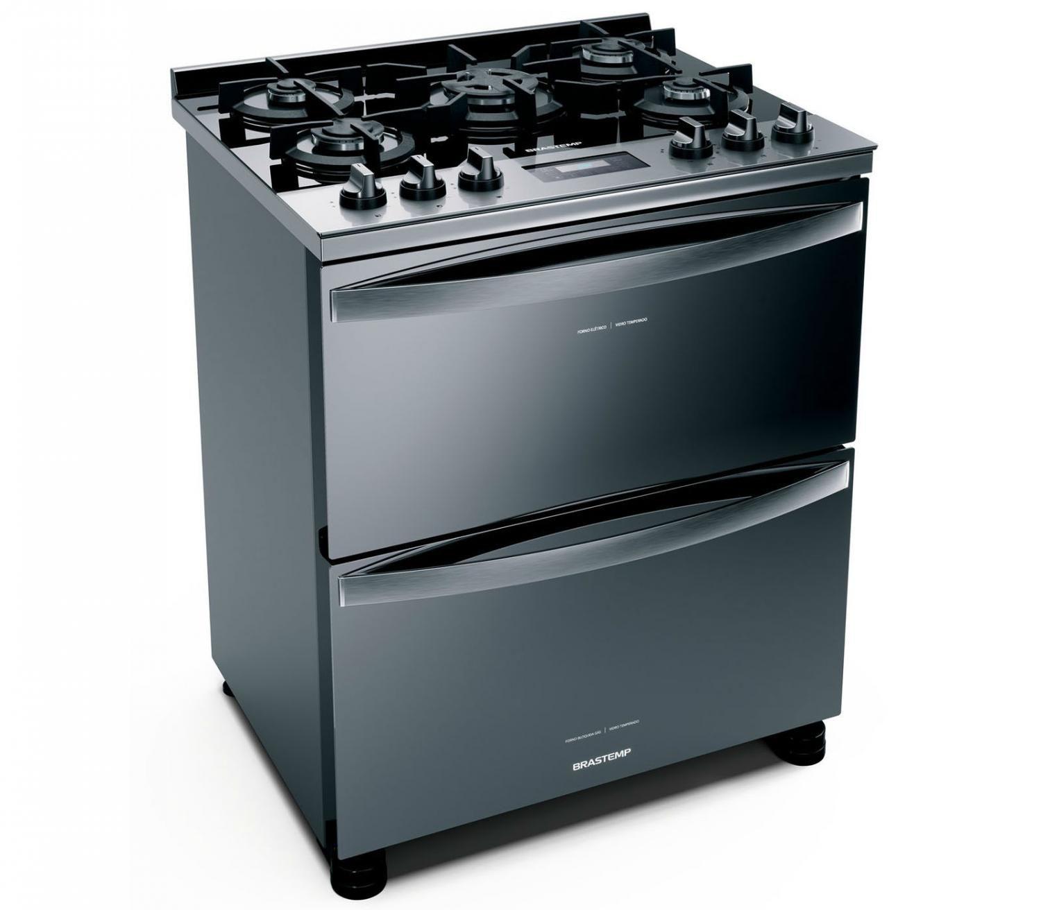 Fogão Brastemp de Piso 5 Queimadores 2 Fornos Inox 110V BFD5VCRNNA ...