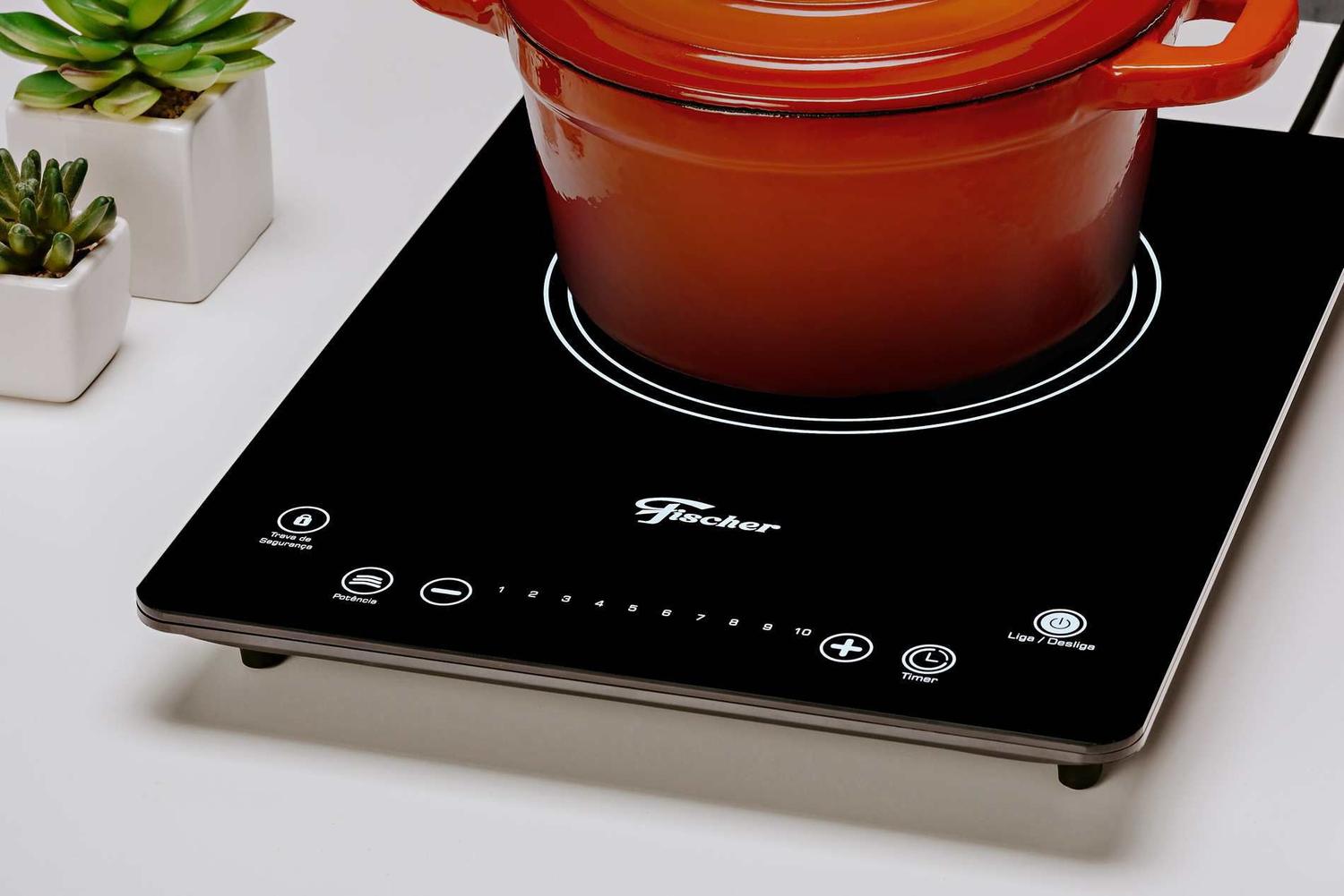 Fogão Cooktop 1Q Indução Mesa Vitrocerâmica 110v Fischer Cooktop