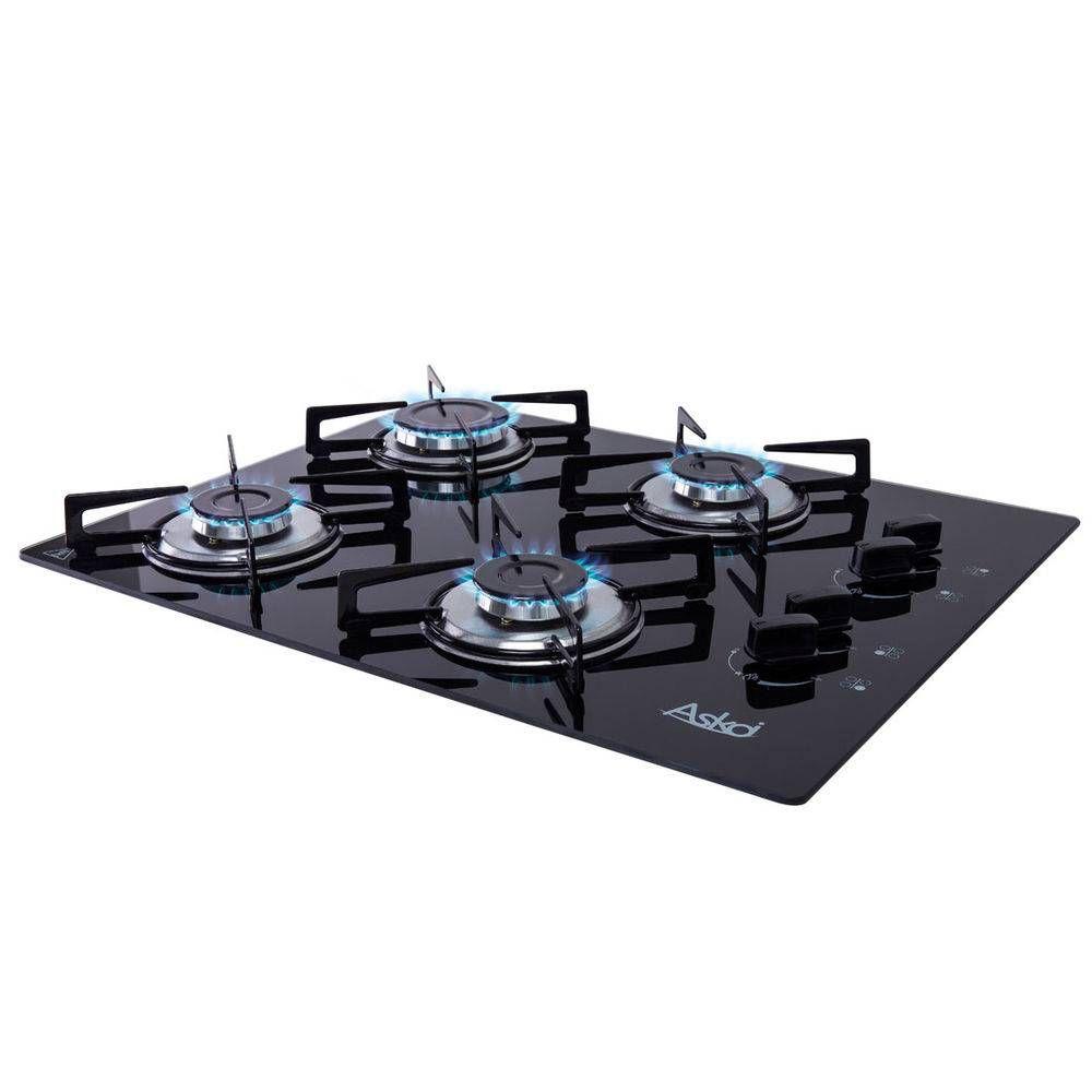 Fogão Cooktop 4 Bocas Askoi Preto Bivolt - Cooktop 4 Bocas