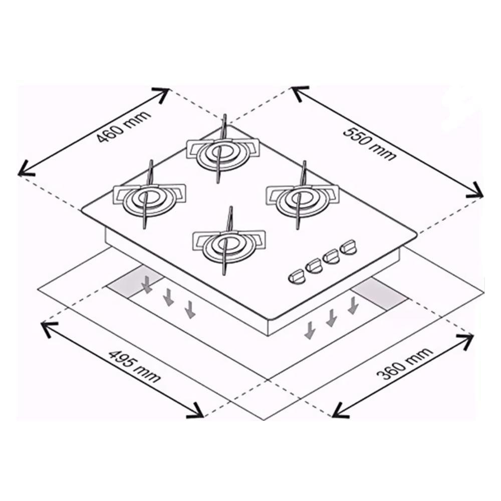 Fogão Cooktop 4 Bocas Ultra Chama Bivolt Preto Chamalux Cooktop