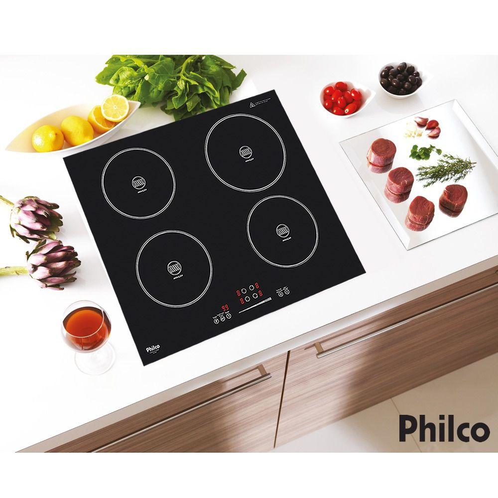 Fogão Cooktop de Indução Philco 4 bocas PCT04P Preto 220v Cooktop 4