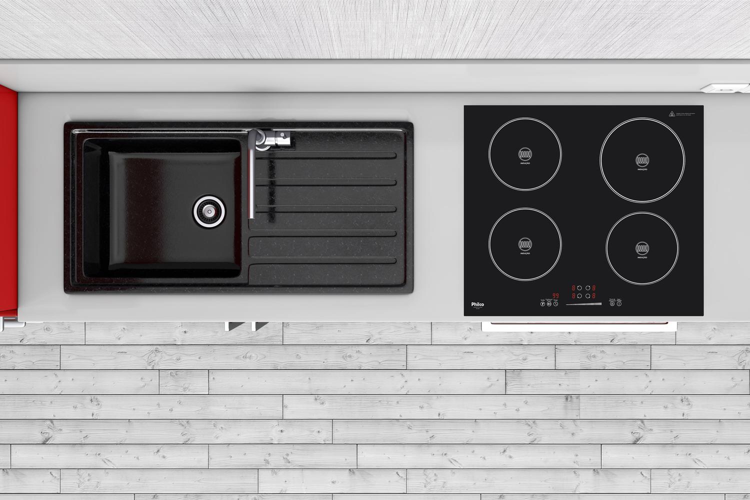 Fogão Cooktop de Indução Philco 4 bocas Vitrocerâmico PCT04P Preto 220v