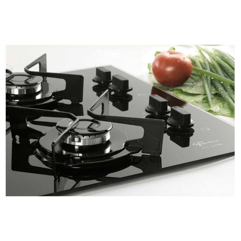 Fogão Cooktop Fischer 4 Bocas FIT LINE Gás com Mesa de Vidro Preto