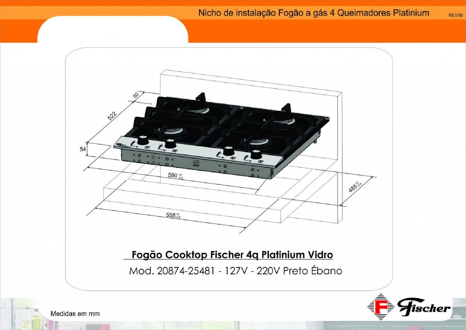 Fogão Cooktop Fischer 4 Bocas Platinium Cooktop Magazine Luiza