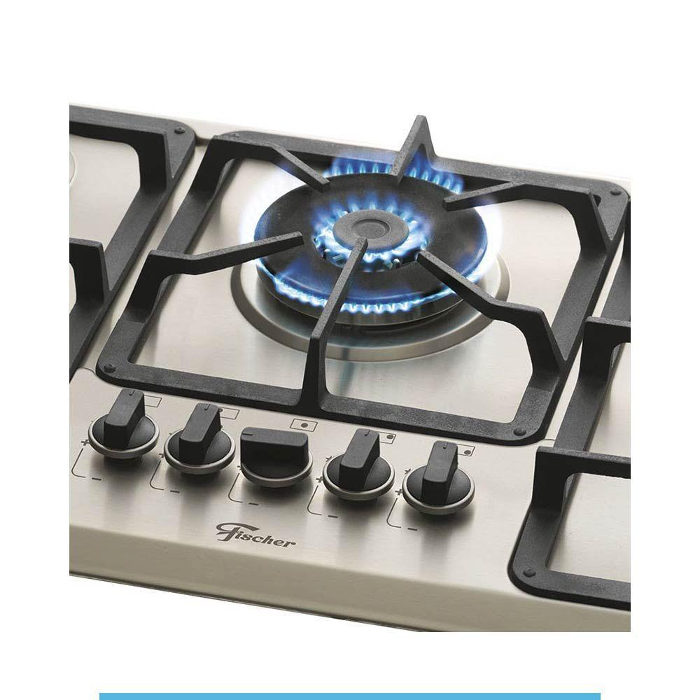 Fogão Cooktop Fischer 5Q TC Gás Mesa Inox Cooktop Magazine Luiza