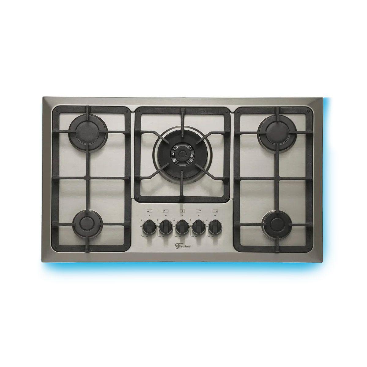 Fogão Cooktop Fischer 5Q TC Gás Mesa Inox Cooktop Magazine Luiza