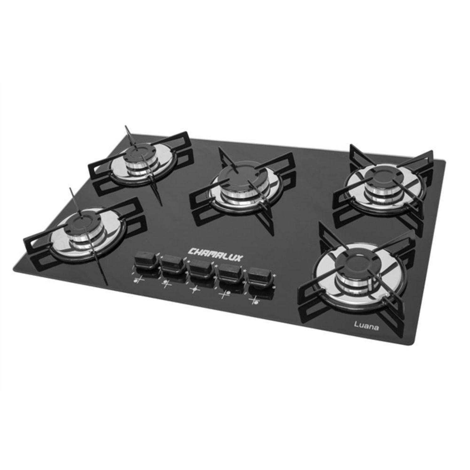 Fogão Cooktop Tripla Chama 5 bocas preto - Chamalux - Cooktop 5 Bocas ...