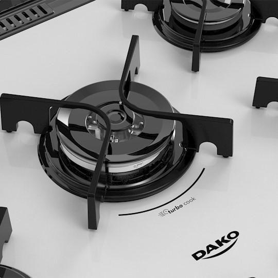 Fogão Dako Branco 5 bocas com mesa de vidro Dakolors Bivolt Fogão 5