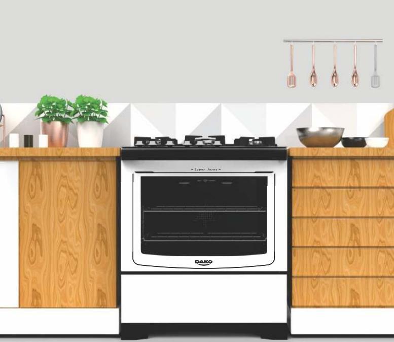 Fogão Dako Branco 5 bocas com mesa de vidro Dakolors Bivolt Fogão 5