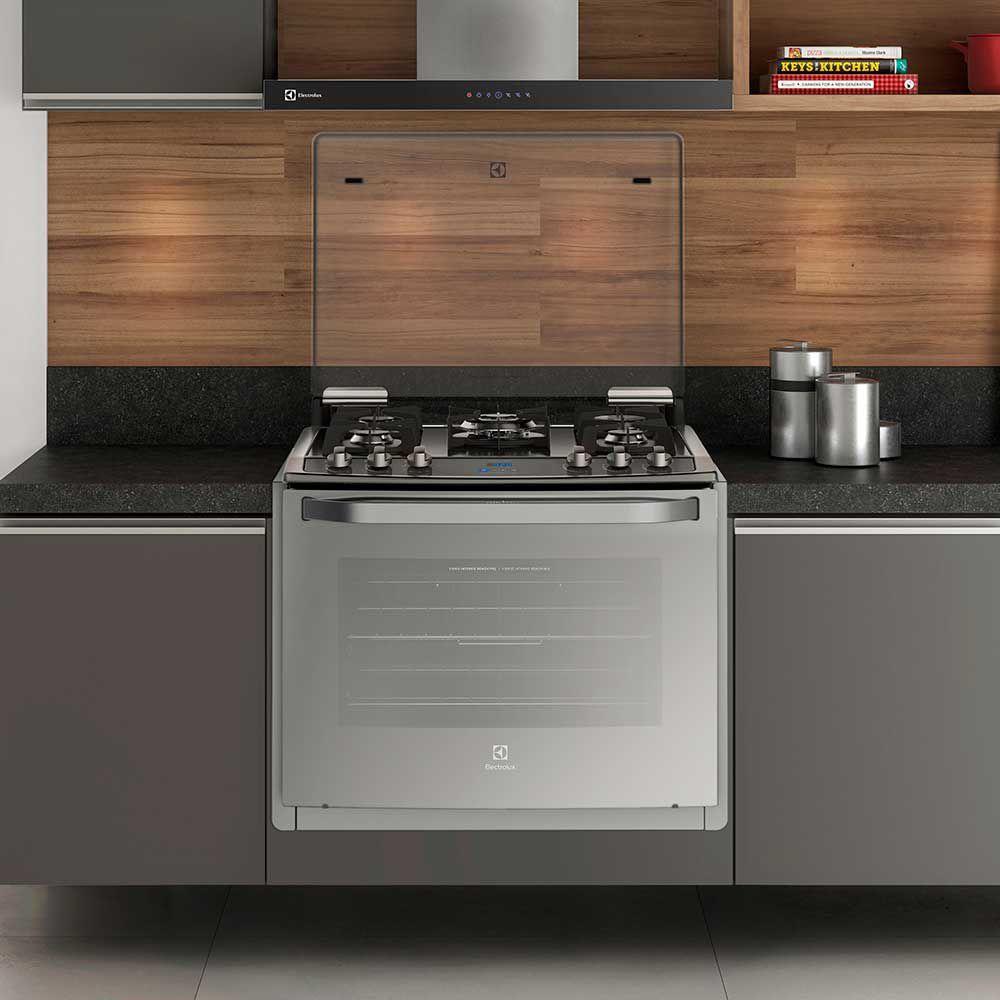 Fogão de Embutir 5 Bocas Mesa de Vidro e Timer Digital Electrolux