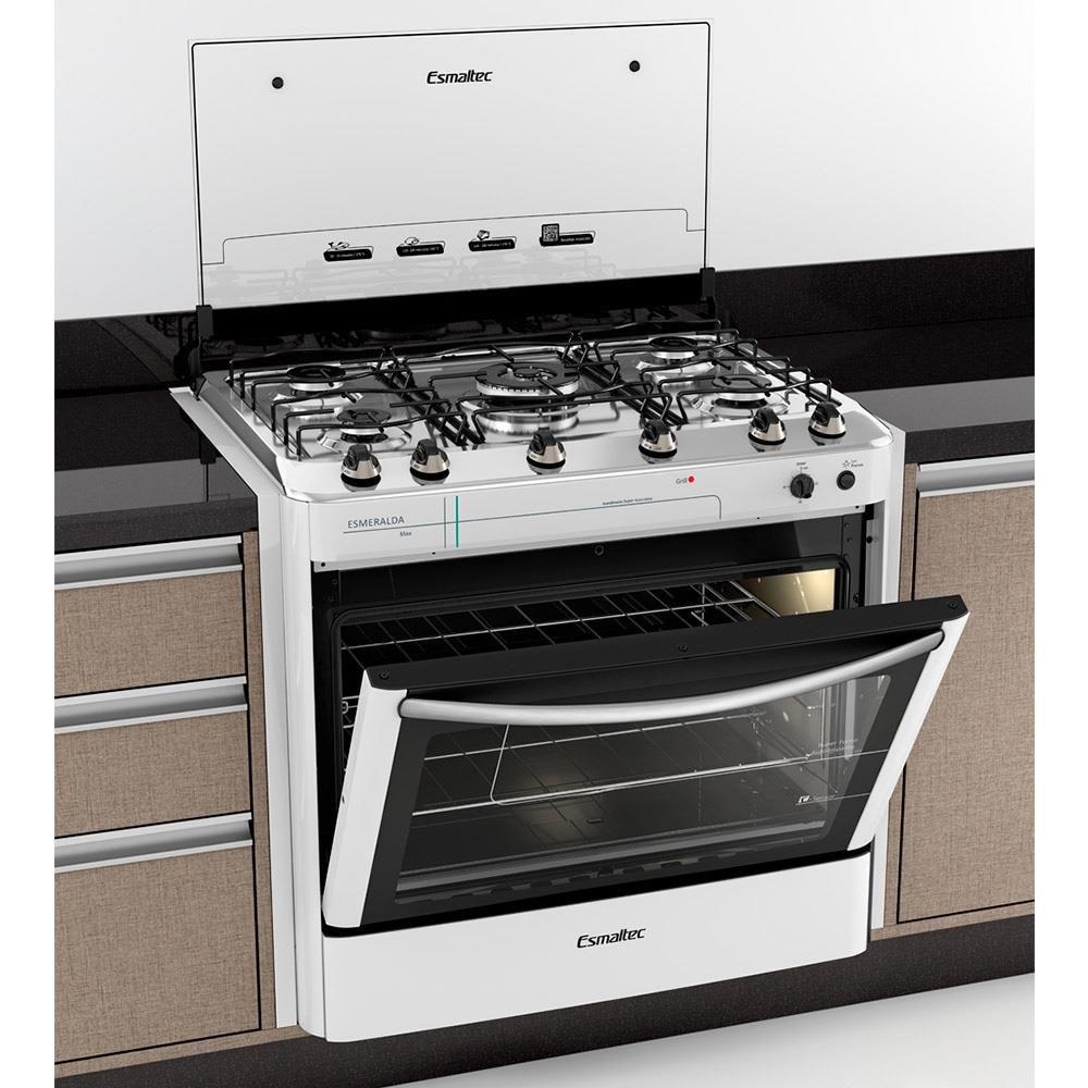 Fogão de Embutir Esmaltec 5 Bocas Esmeralda Max Branco Bivolt Fogão