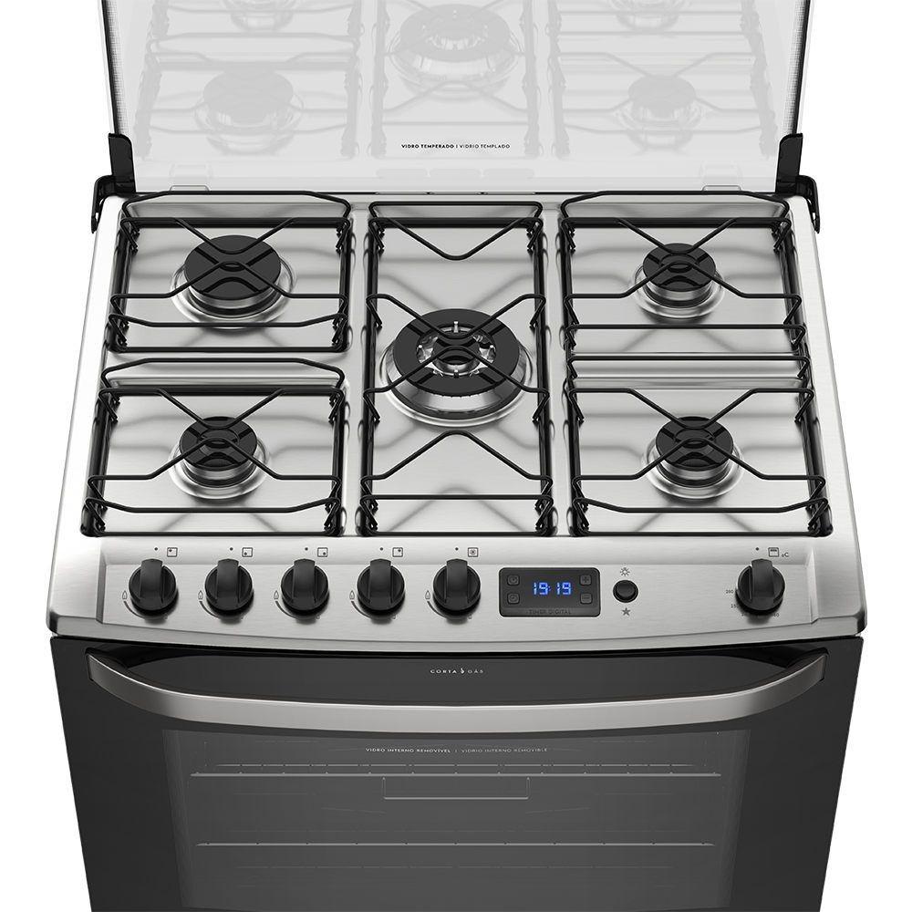 Fogão Electrolux Full Glass 5B Tripla Chama Branco Bivolt 76RBS Fogão 5 Bocas Magazine Luiza
