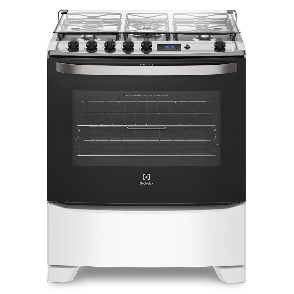 Fogão Electrolux Full Glass 5B Tripla Chama Branco Bivolt 76RBS Fogão 5 Bocas Magazine Luiza
