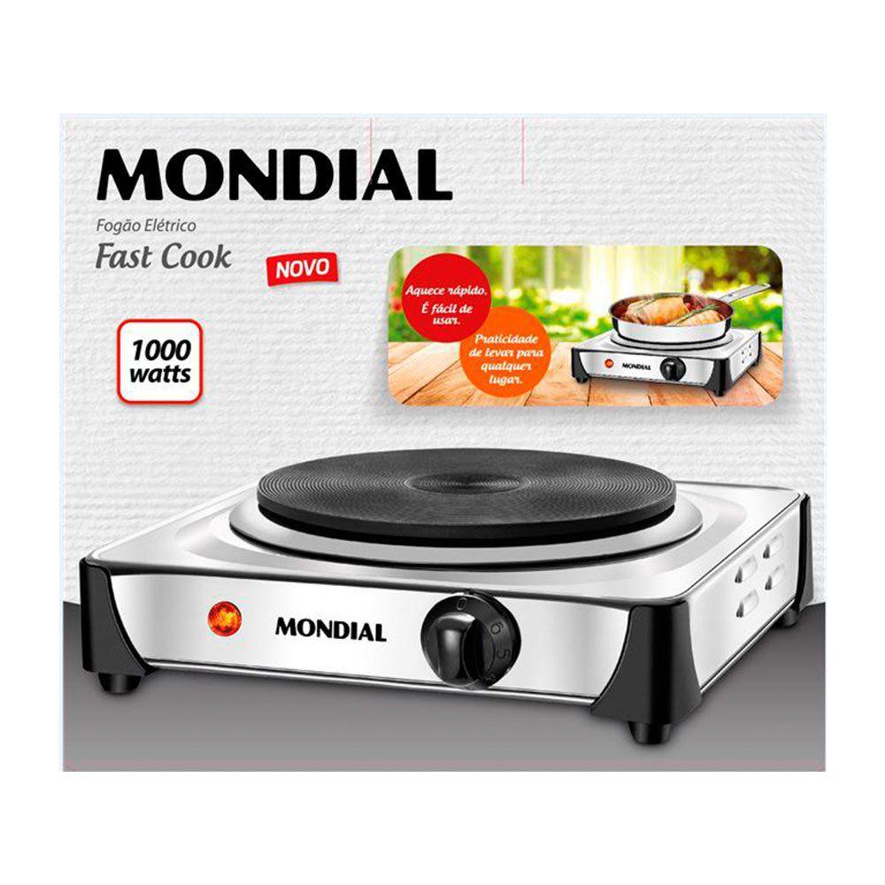 Fogão Elétrico 1 Boca Portátil Mondial Fast Cook 597402 Fogão