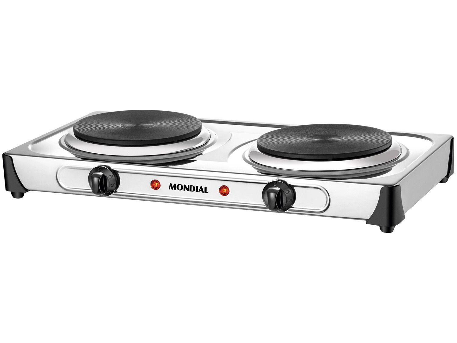 Fogão Elétrico 2 Bocas de Mesa Inox 2000W Mondial Fast Cook FE03