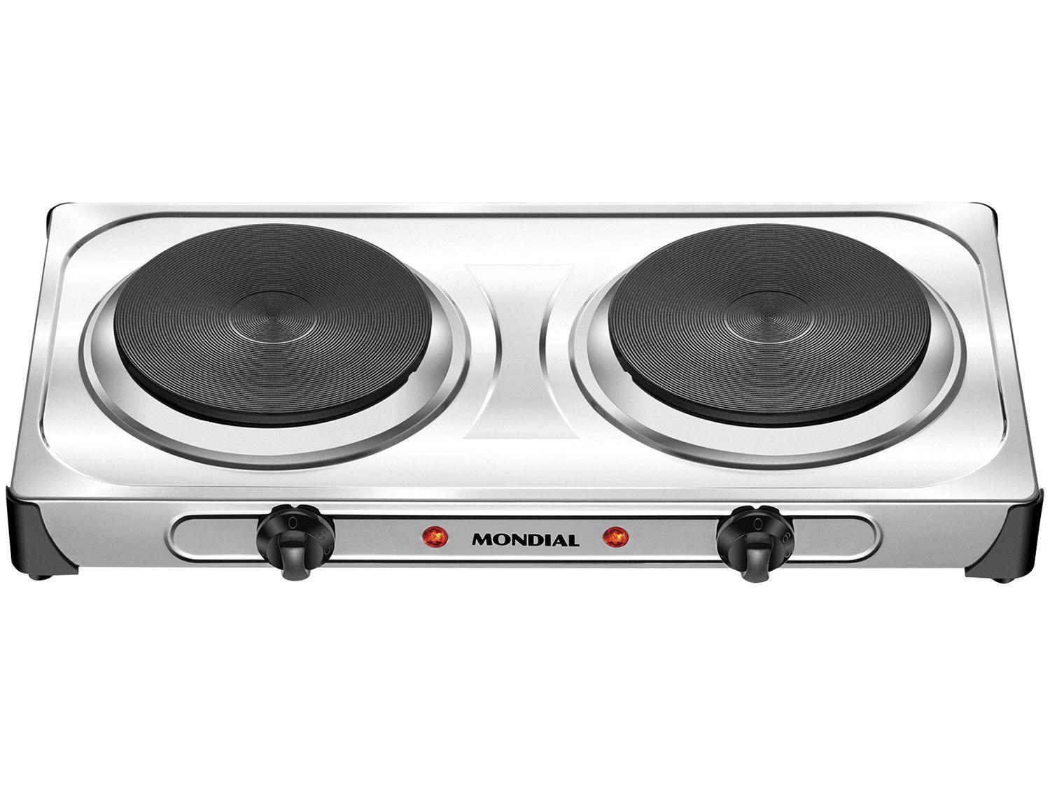 Fogão Elétrico 2 Bocas de Mesa Inox 2000W Mondial Fast Cook FE03
