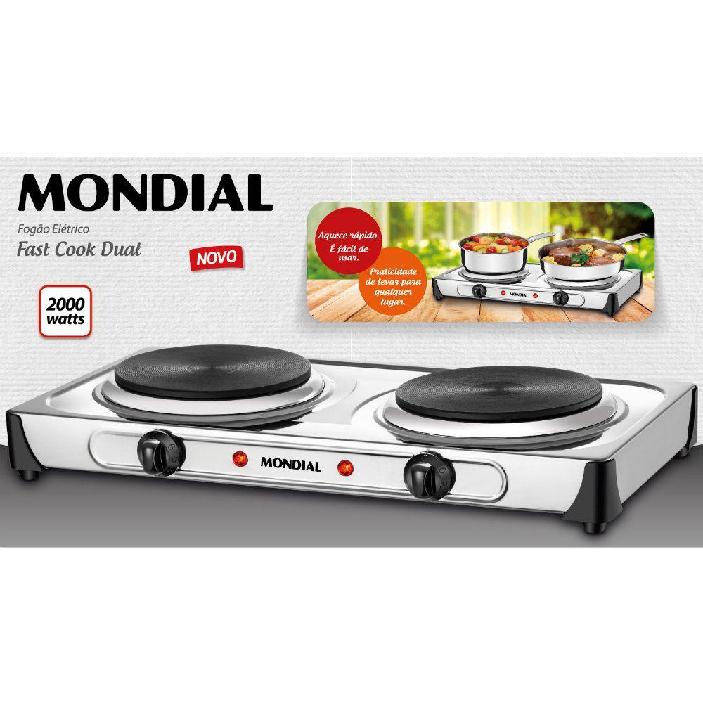 Fogão Elétrico 2 Bocas Mondial FE03 Fast Cook Due Fogão 2 Bocas