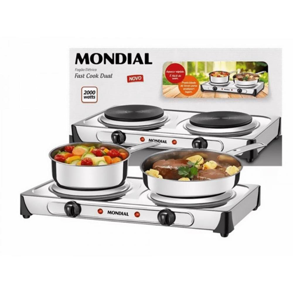 Fogão Elétrico Mondial Fast Cook Due FE03 com 2 Chapas de Aquecimento