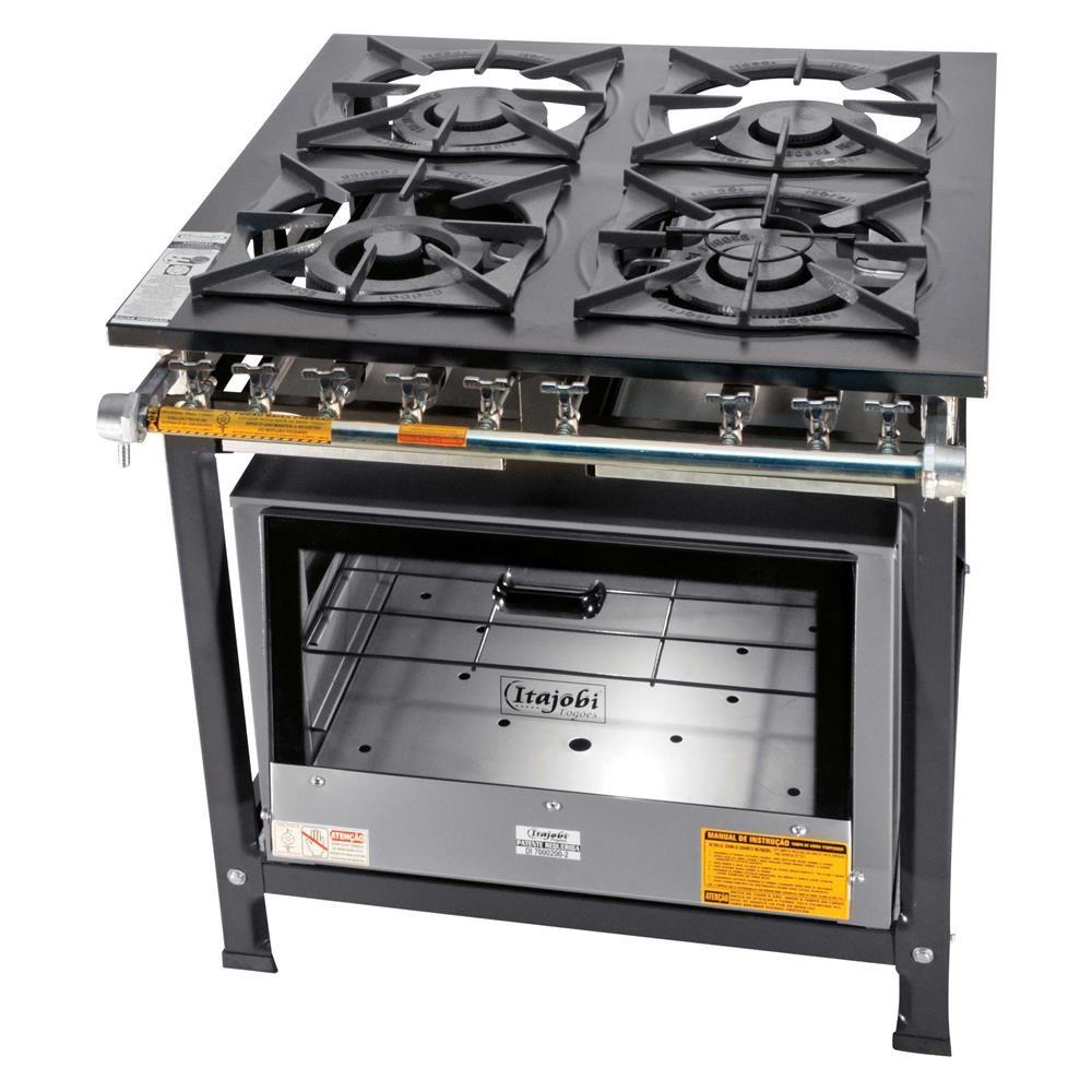 Fogão Industrial 4 Bocas 30X30 com Forno Itajobi Fogão Industrial