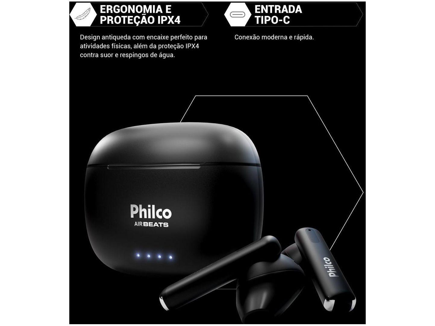 Fone de Ouvido Bluetooth Esportivo Air Beats Intra-auricular com Microfone Preto